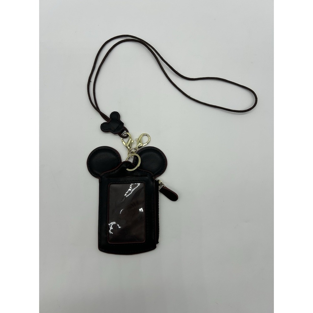 Disney Happy Dream Mickey Mouse Lanyard ID Badge Holder Coin Purse Pass Wallet